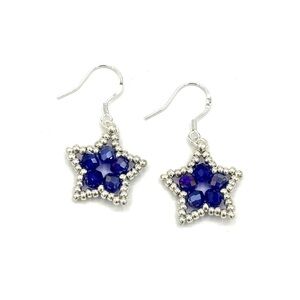 Hand Crafted Silver and Blue Star Earrings